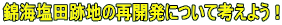錦海塩田跡地の再開発について考えよう!